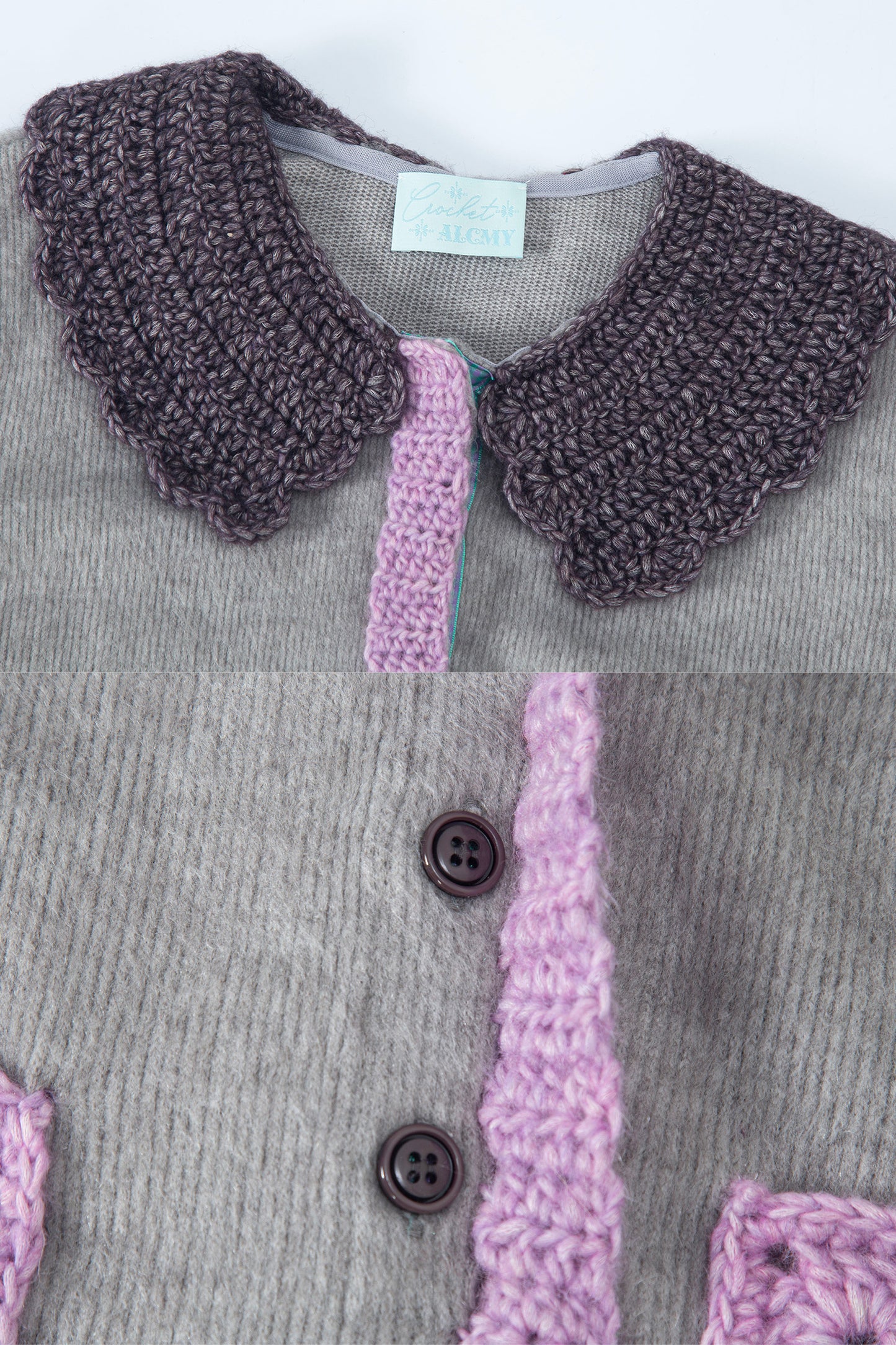 Crochet Peter Pan Cardigan (Grey)
