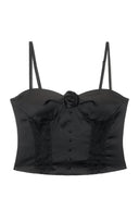 Silky Rose Corset Bustier (Black)