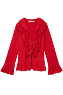 Hippie Ruffle Cardigan (Red)