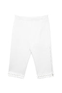 Side Hole Capri Pants (White)