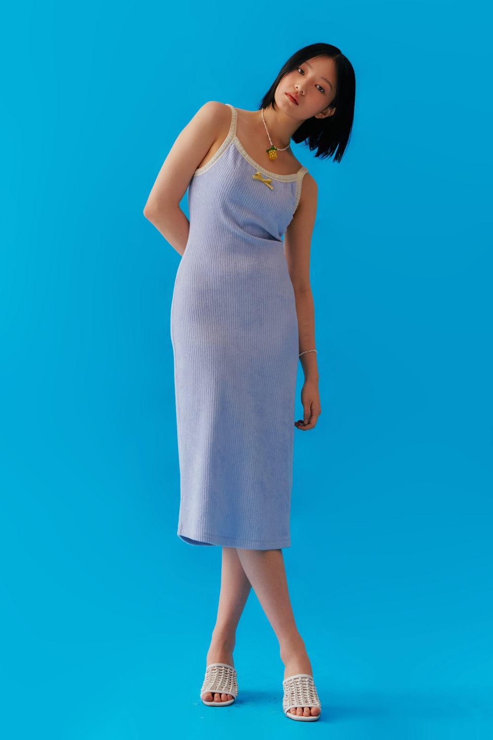 RIBBED TERRY  DRESS_BLUE