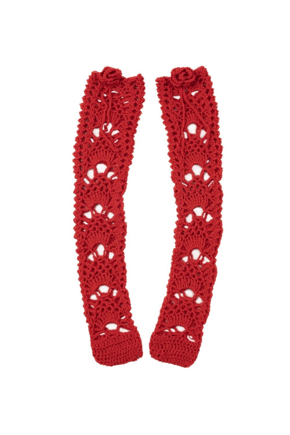 Crochet wool knee socks (RED)