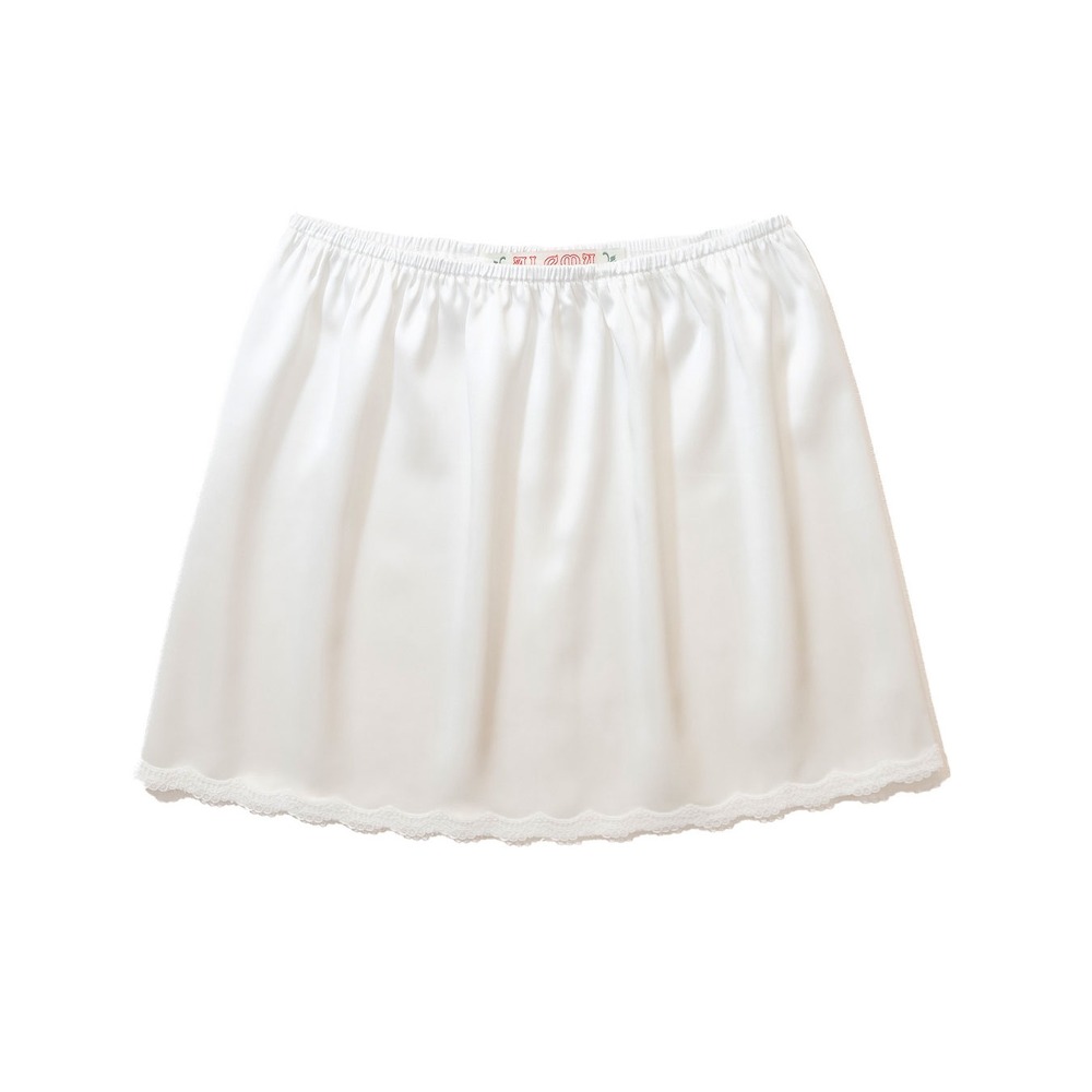 Satin Lace Trim Mini Skirt