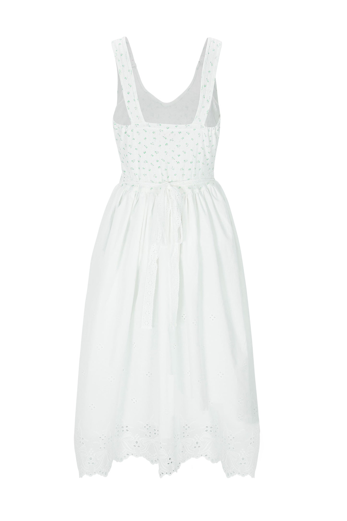 Basque waist floral dress (White)