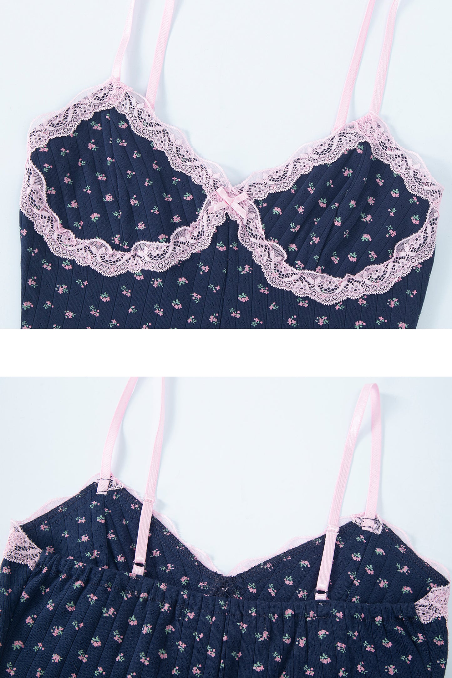 Floral lace romper (Navy)