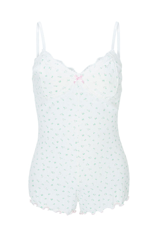 Floral lace romper (White)