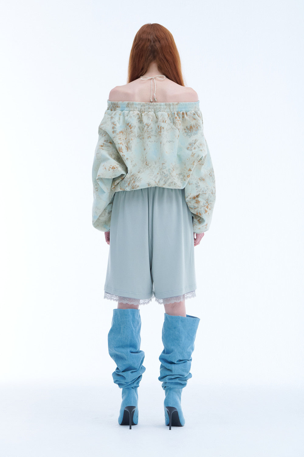 Tie-Dyed Corduroy Crop Jumper (Light Blue)