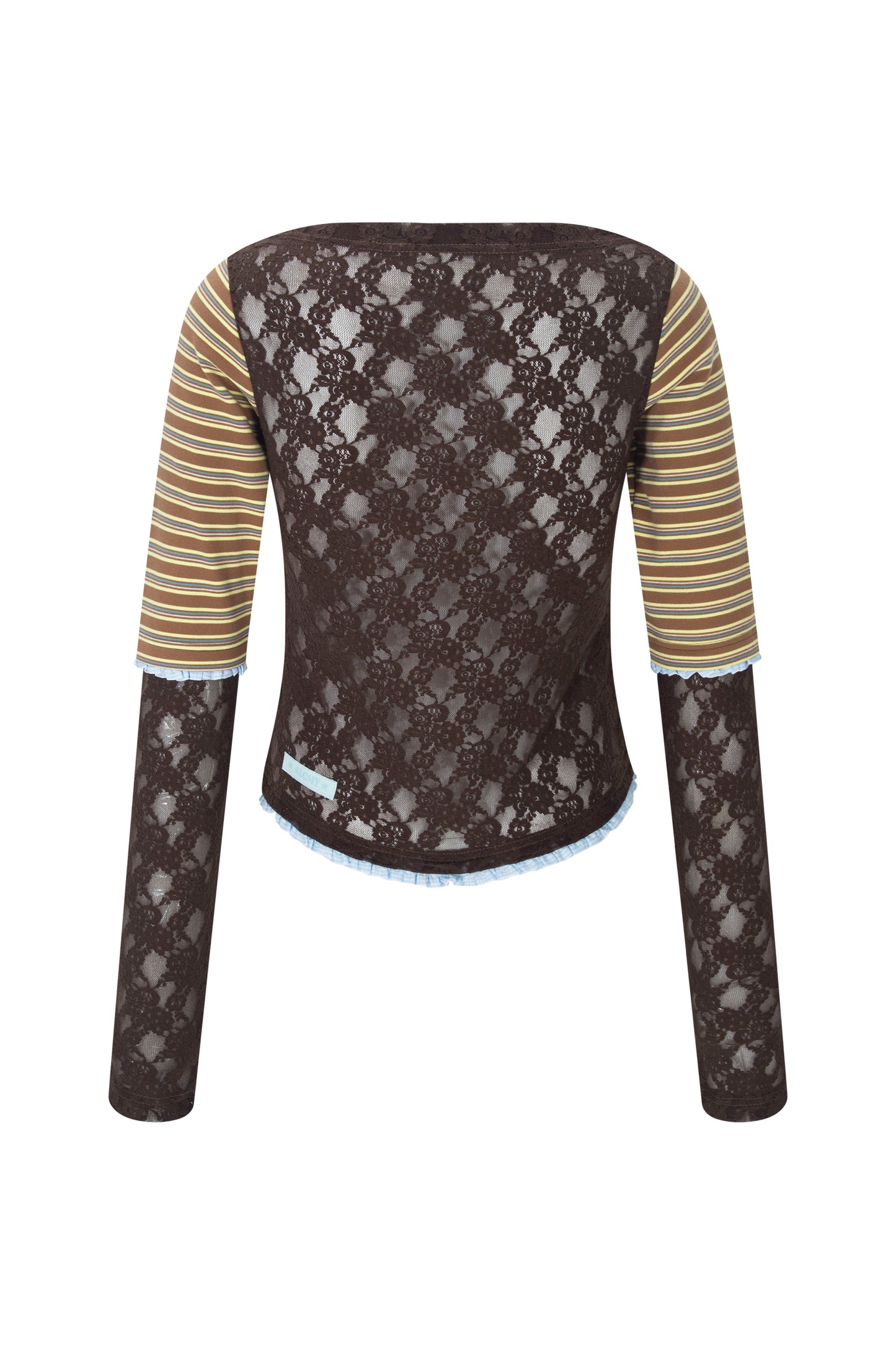 Collaged Stripe Star Top (Brown)