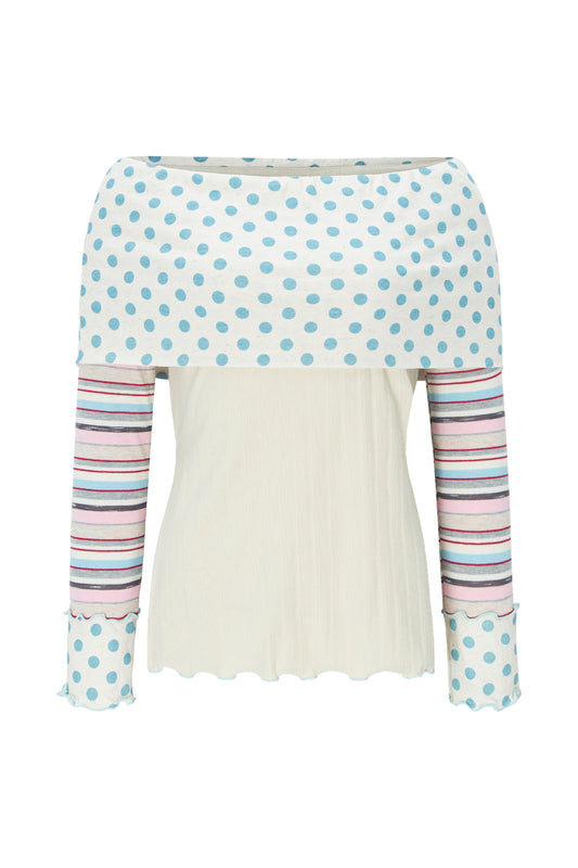 Multi Pattern Bardot Top