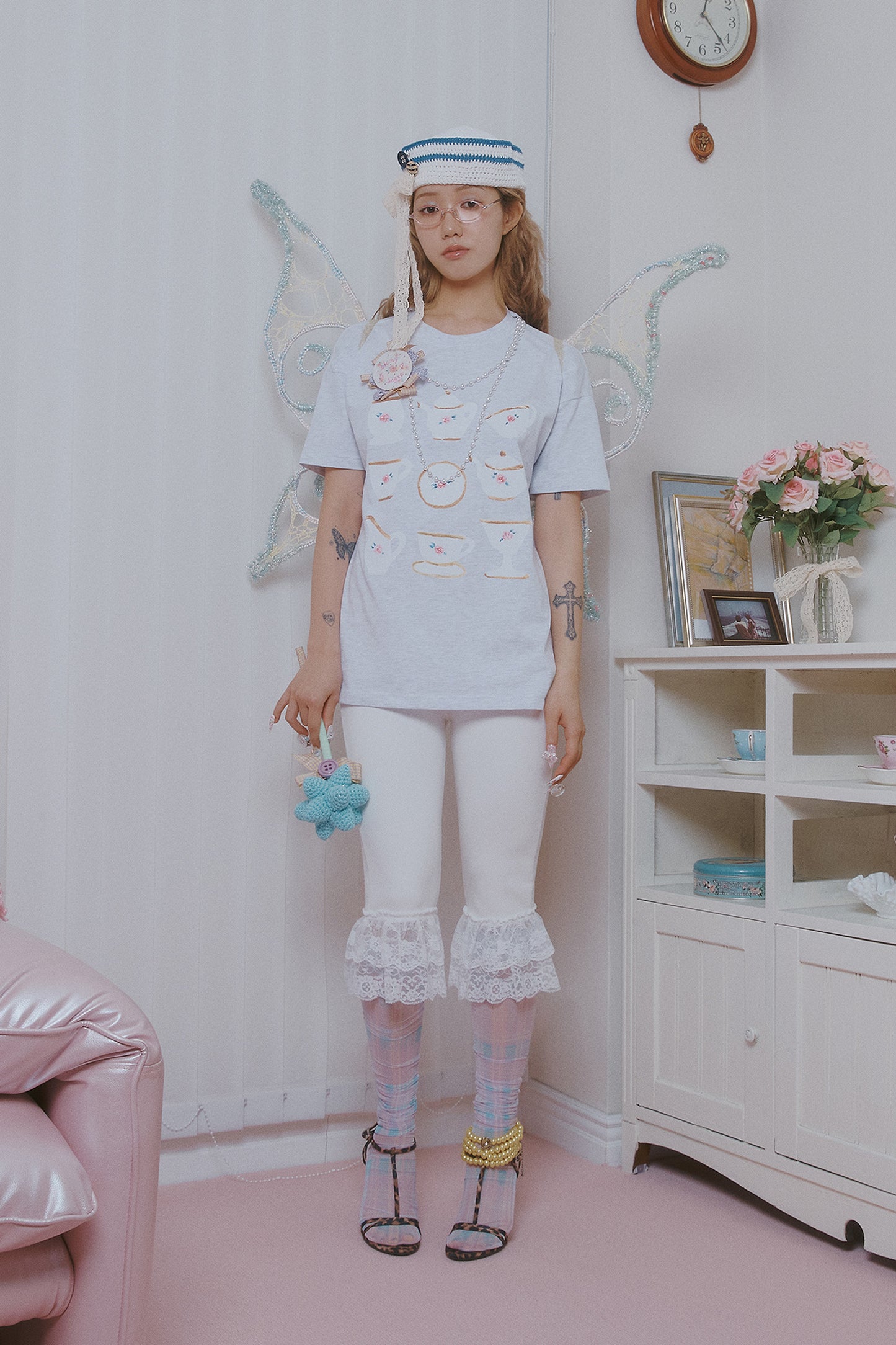 [ALCMY&ANG;TT] Dolly lace capri pants (White)