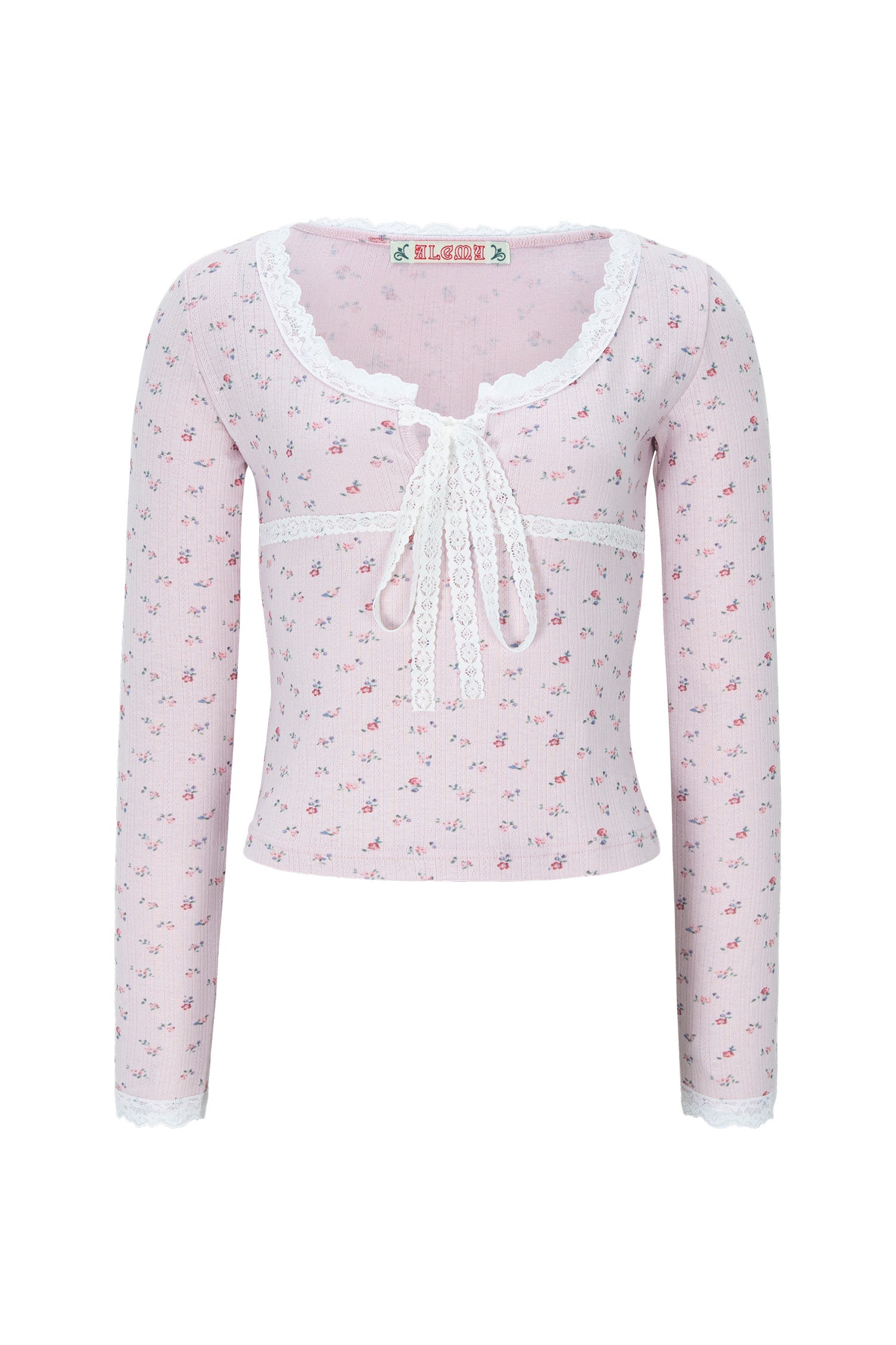 Eyelet Floral Lace Top (Pink)
