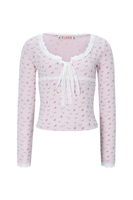 Eyelet Floral Lace Top (Pink)
