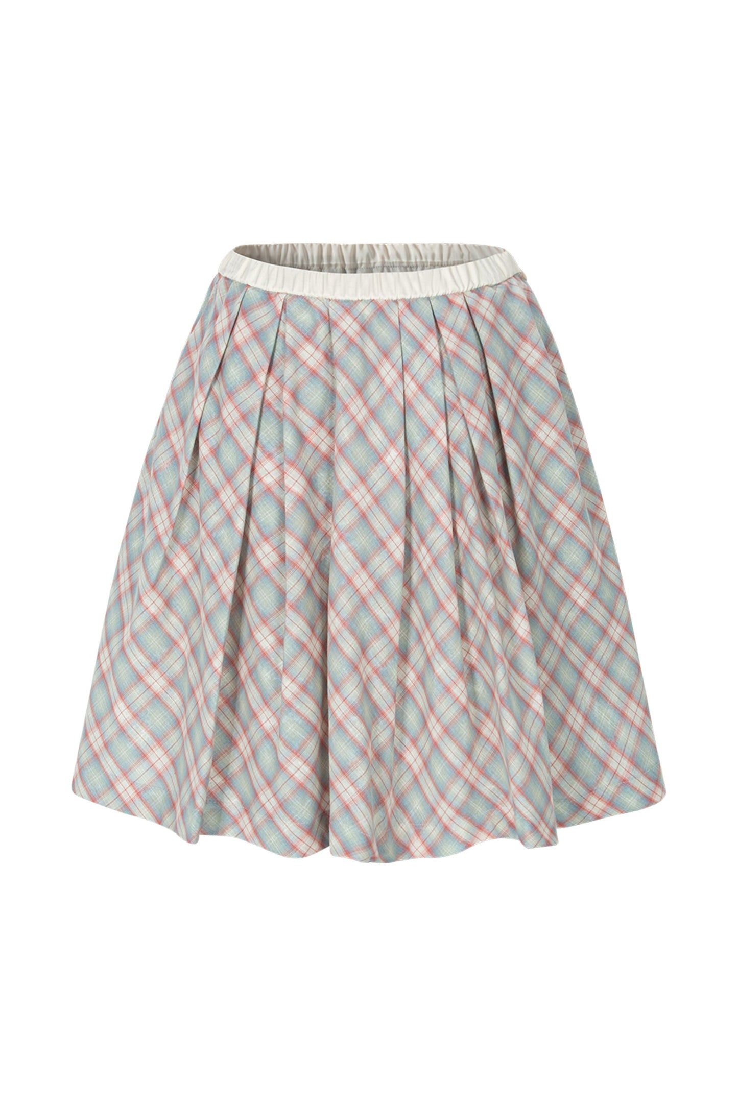 Pleats Full Midi Skirt (Plaid)