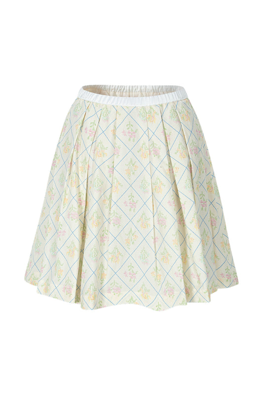 Pleats Full Midi Skirt (Flower)