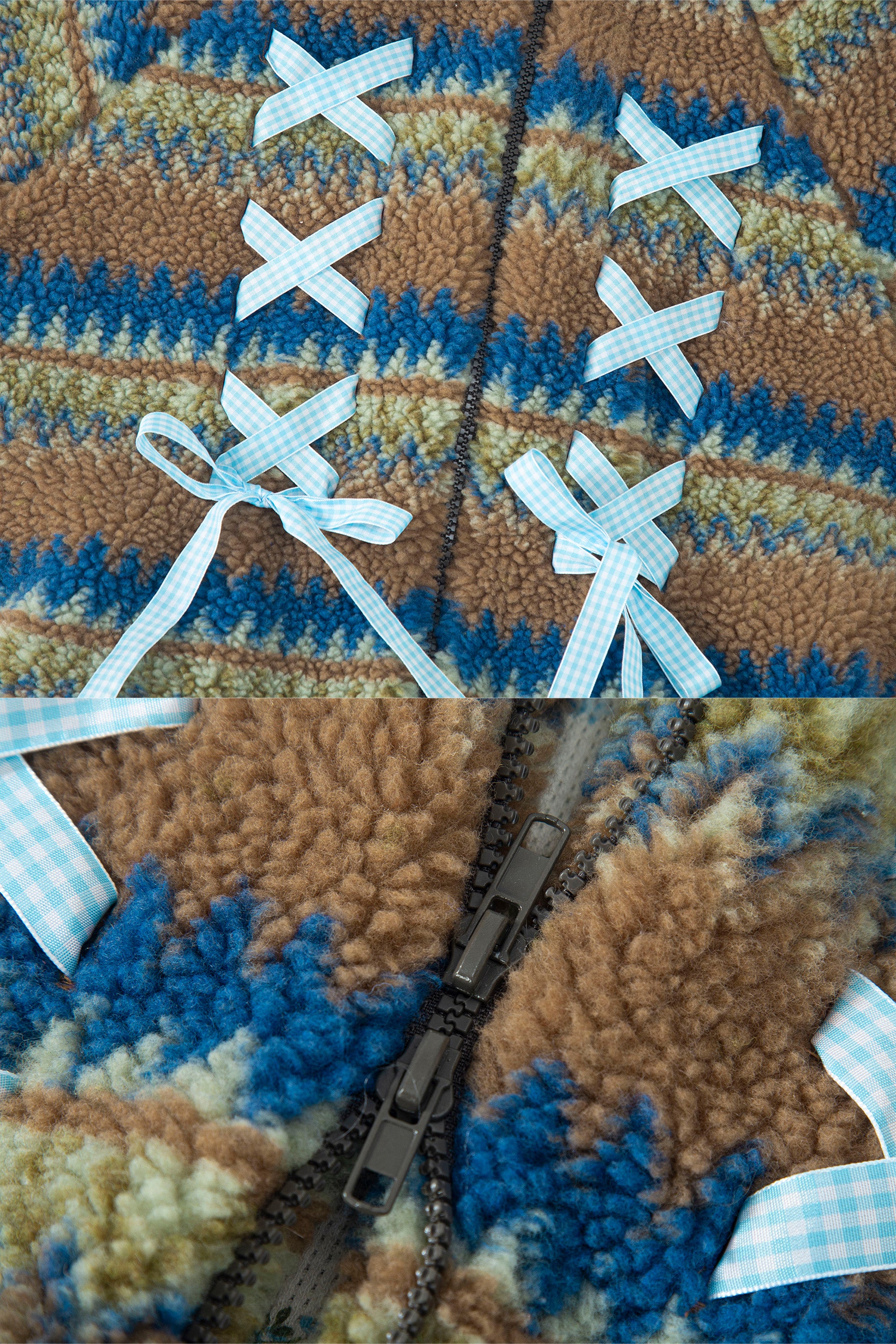 [12월중순 출고]Ribbon&lace teddy jumper camel