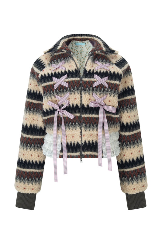 Ribbon & Lace Teddy Jumper (Beige)