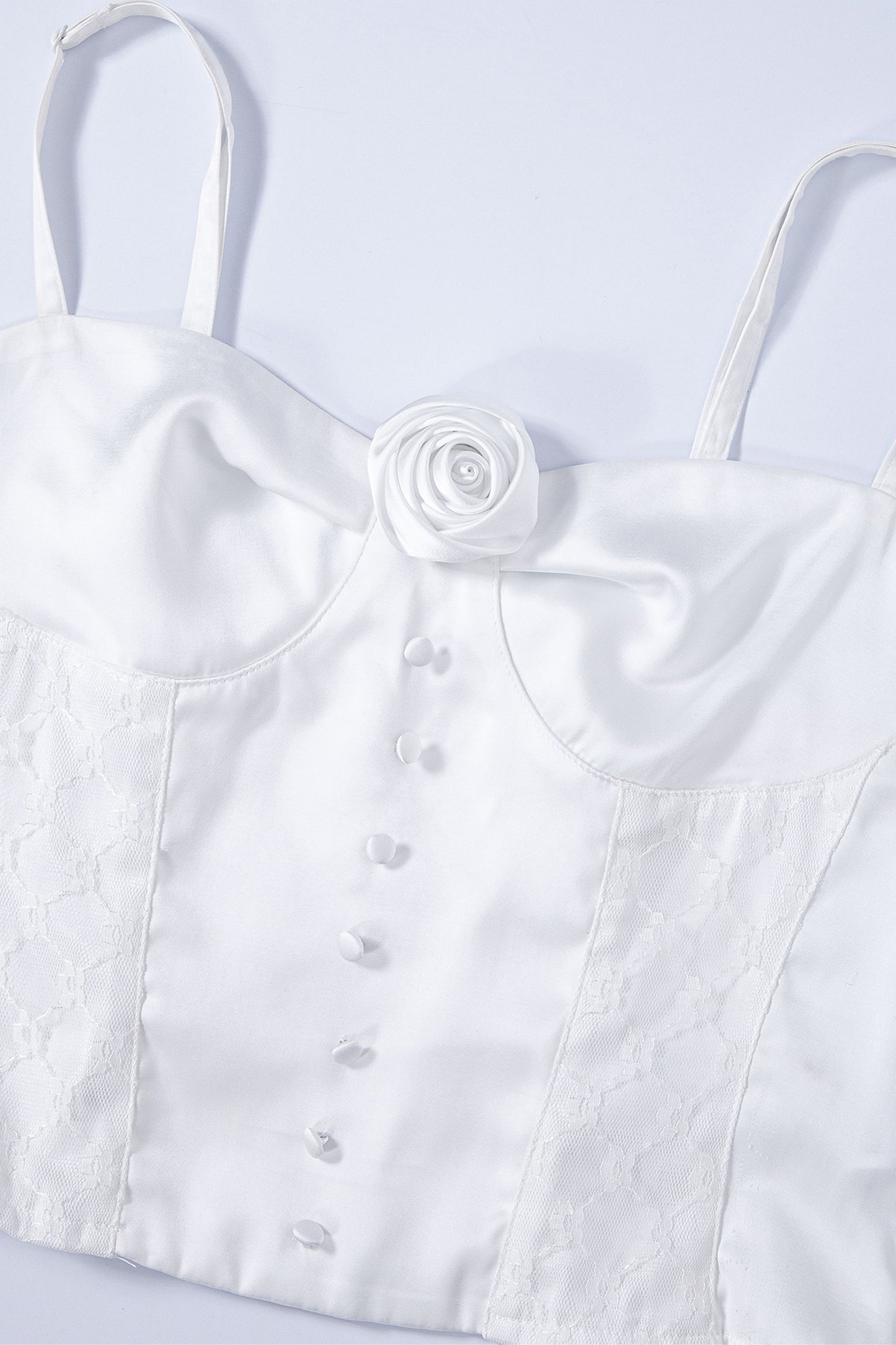 Silky Rose Corset Bustier (White)
