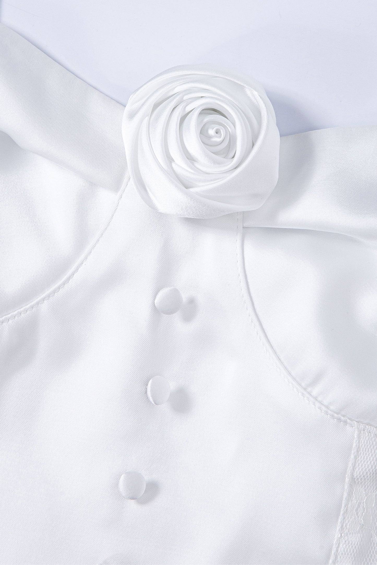 Silky Rose Corset Bustier (White)