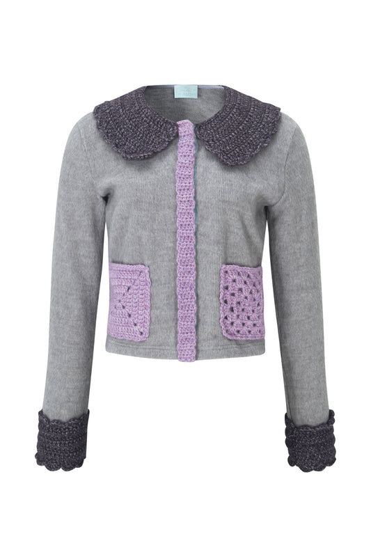 Crochet Peter Pan Cardigan (Grey)