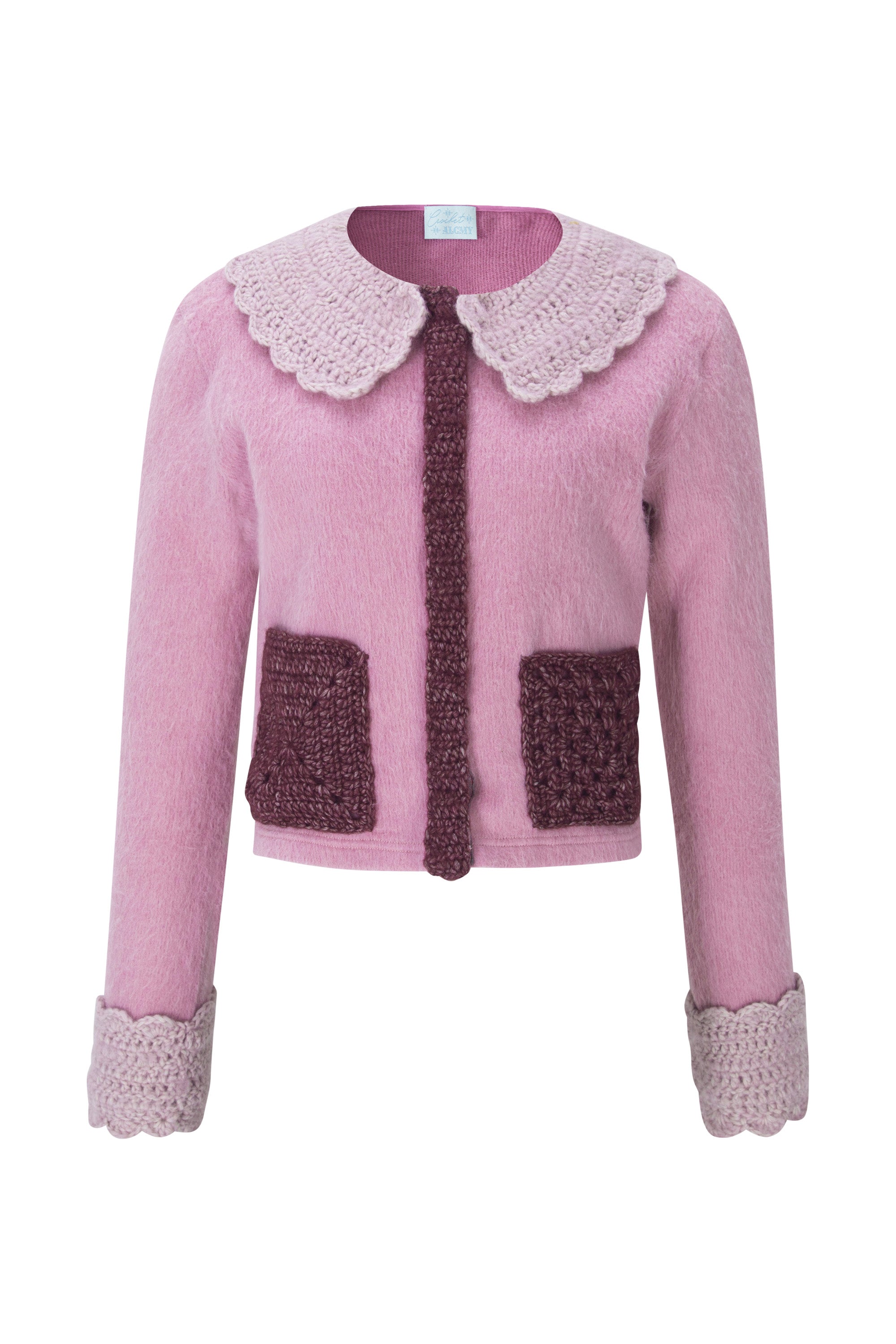 [12월 중순 출고]Crochet peter pan cardigan pink