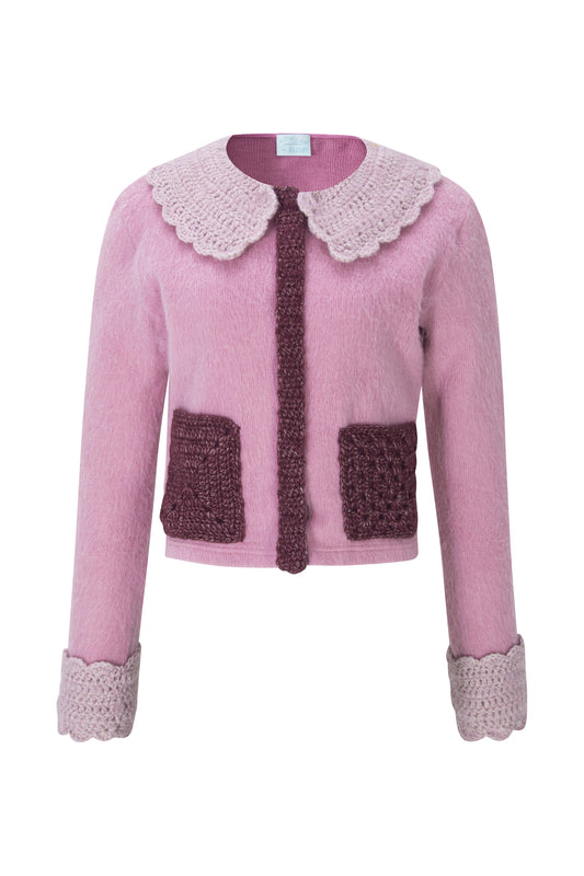 Crochet Peter Pan Cardigan (Pink)