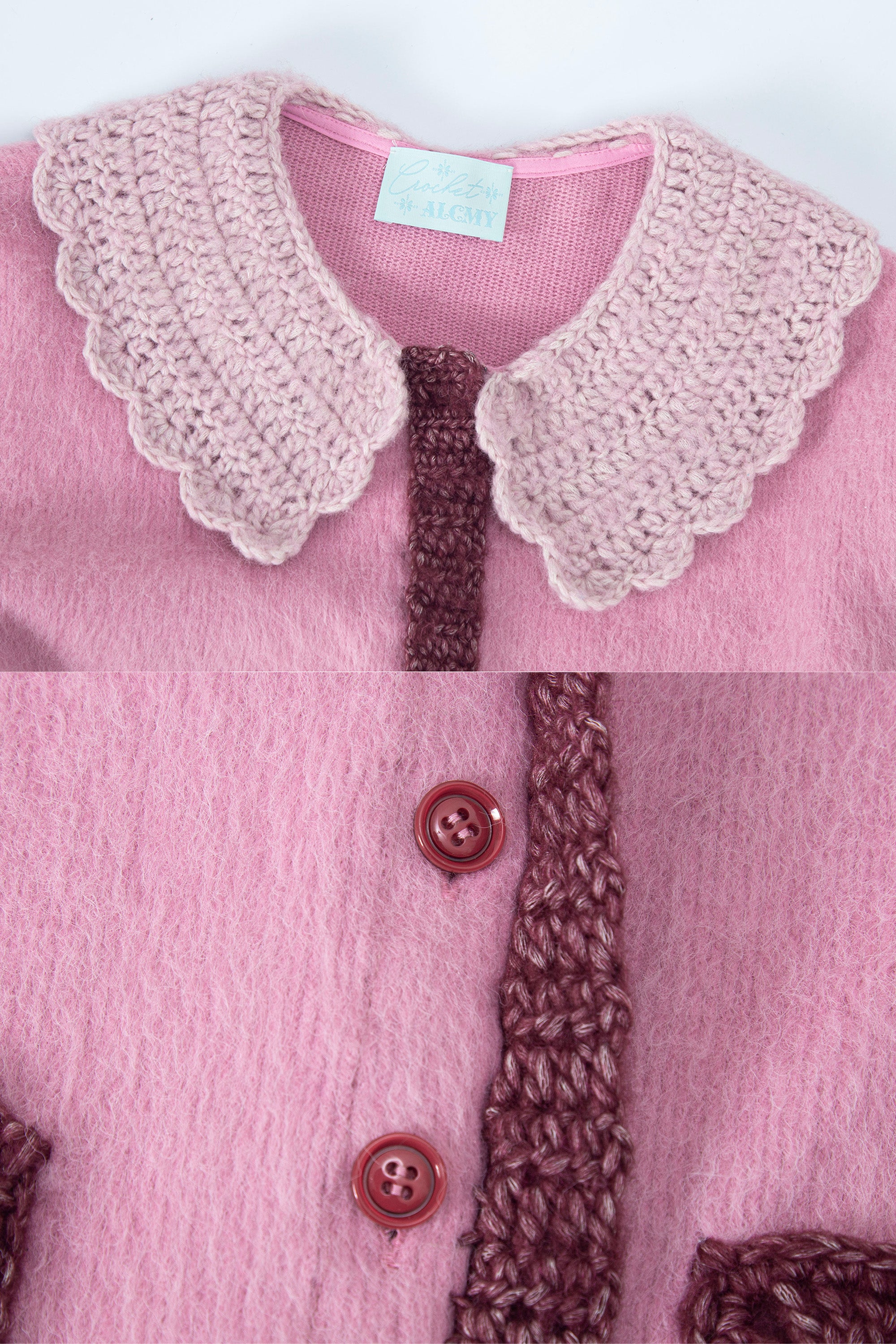 [12월 중순 출고]Crochet peter pan cardigan pink