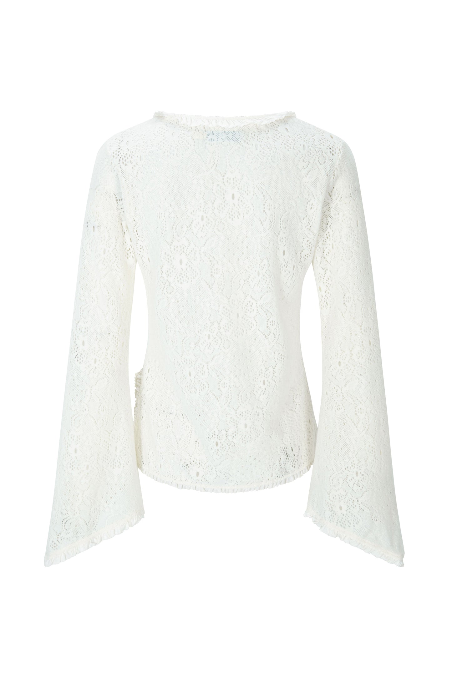 Brushed Lace Tunic Top (White)