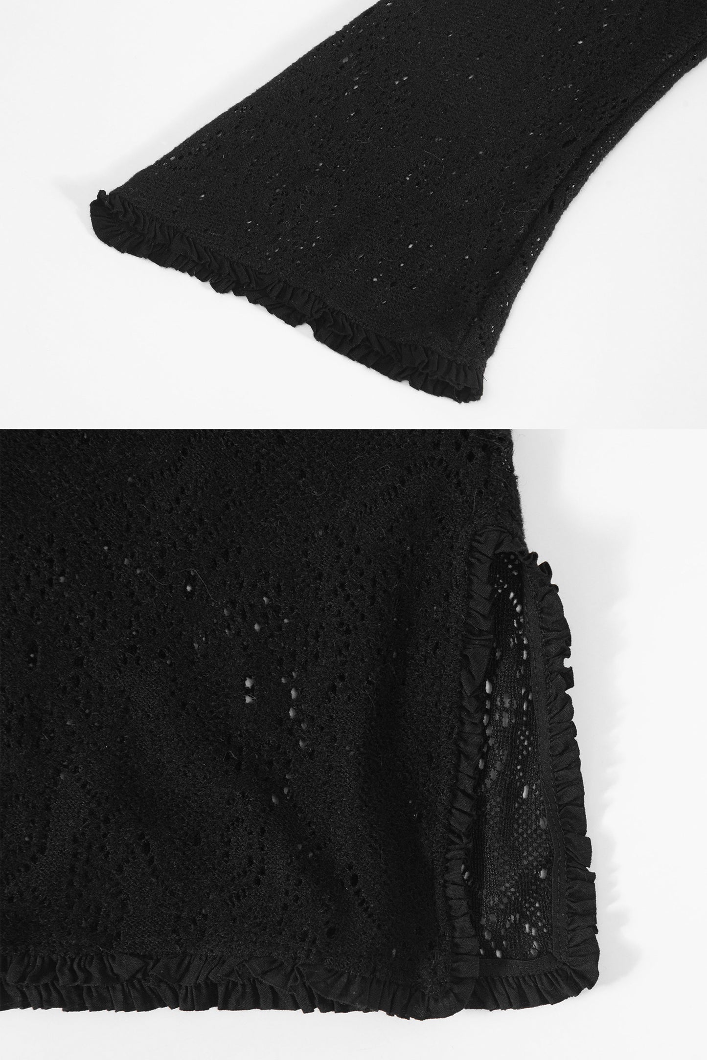 Brushed Lace Tunic Top (Black)