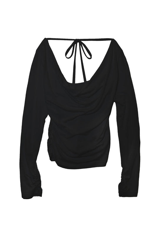 Modal Cowl Neck T (Black)