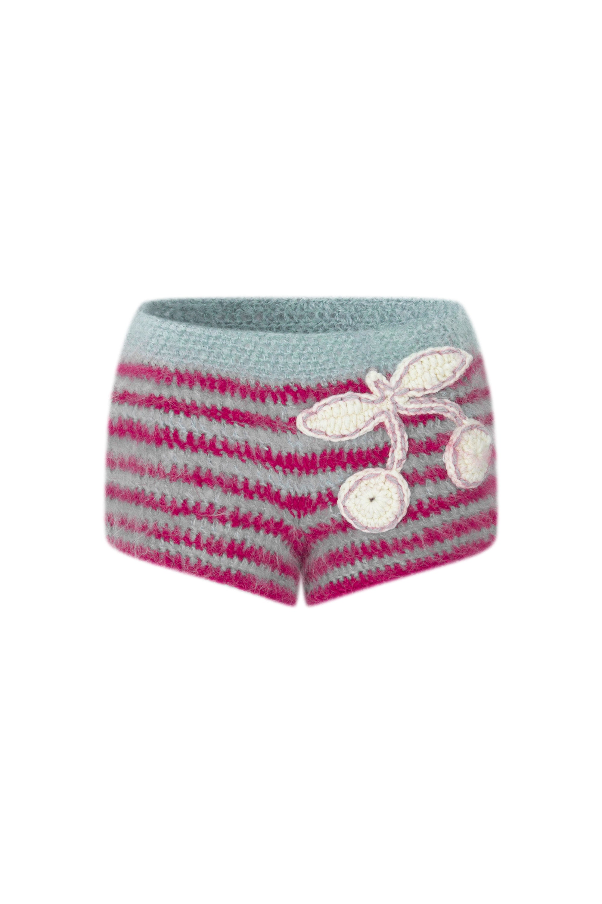 [Ordermade]Crochet mohair cherry shorts pink