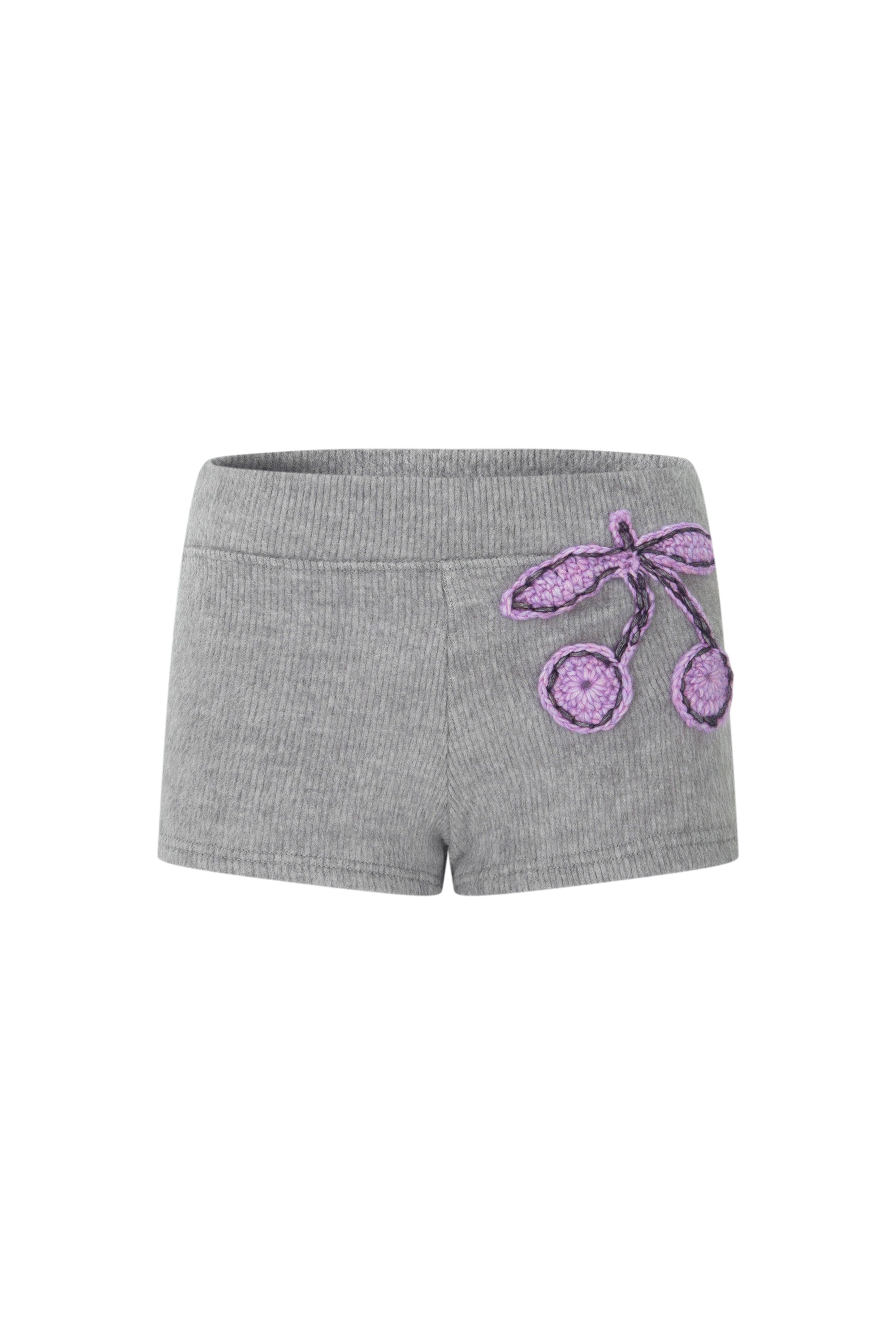 [12월 중순 출고]Crochet cherry shorts grey