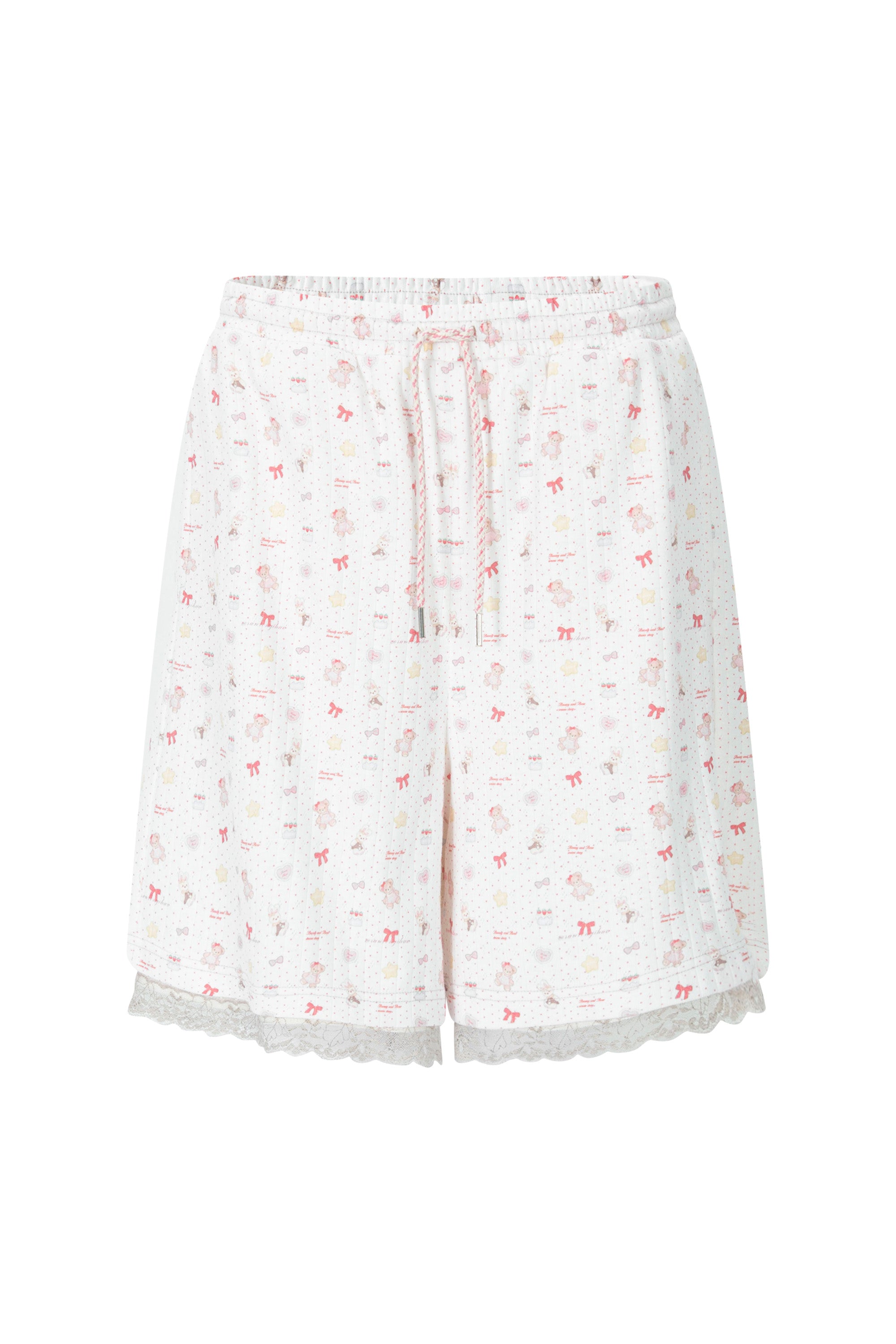 [12월 중순 출고] Teddy bear lace shorts white