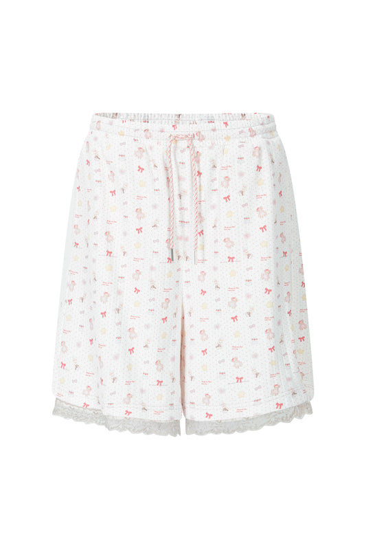 Teddy Bear Lace Shorts (White)
