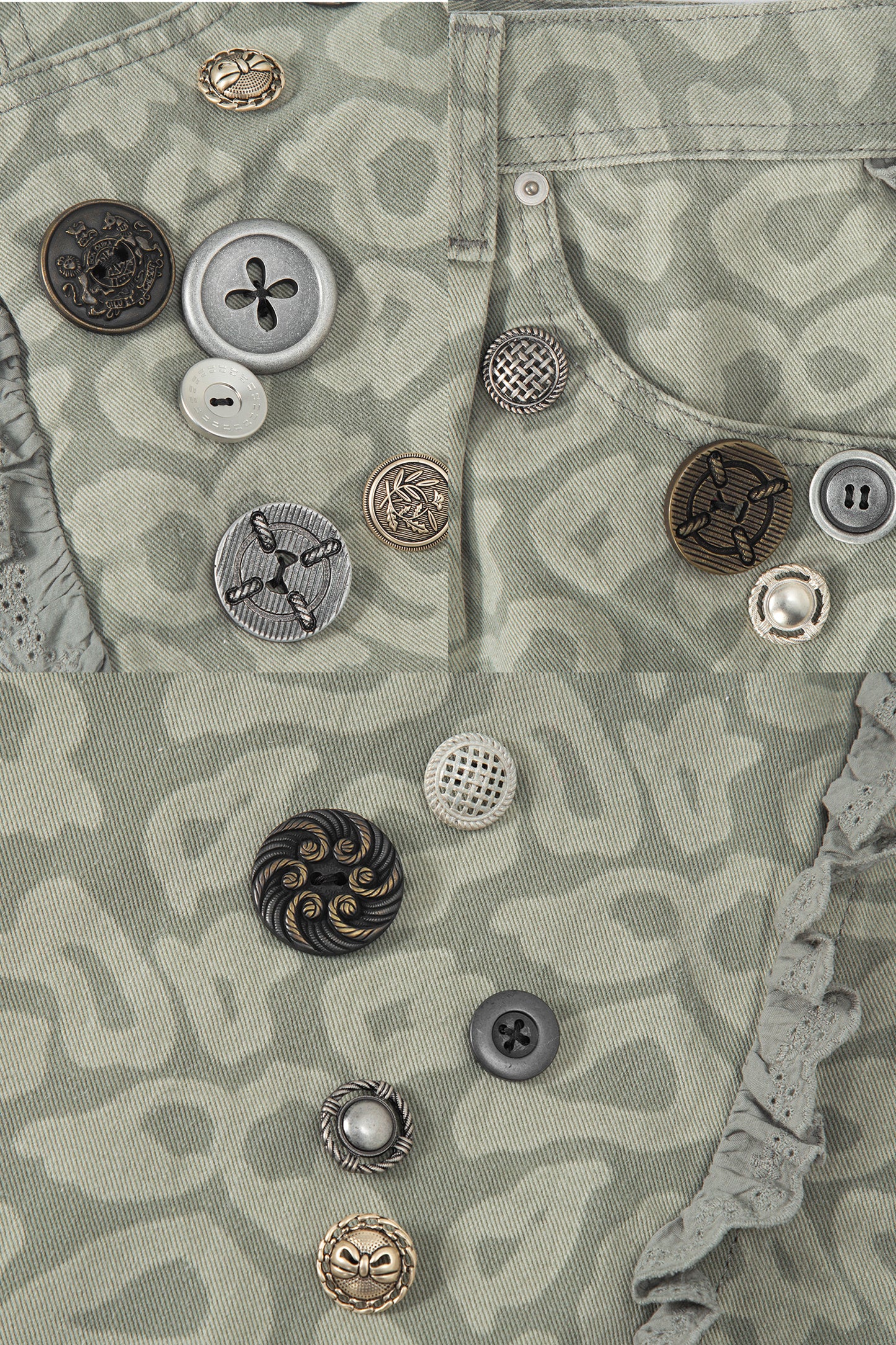 So Many Buttons Leopard Pants (Khaki)