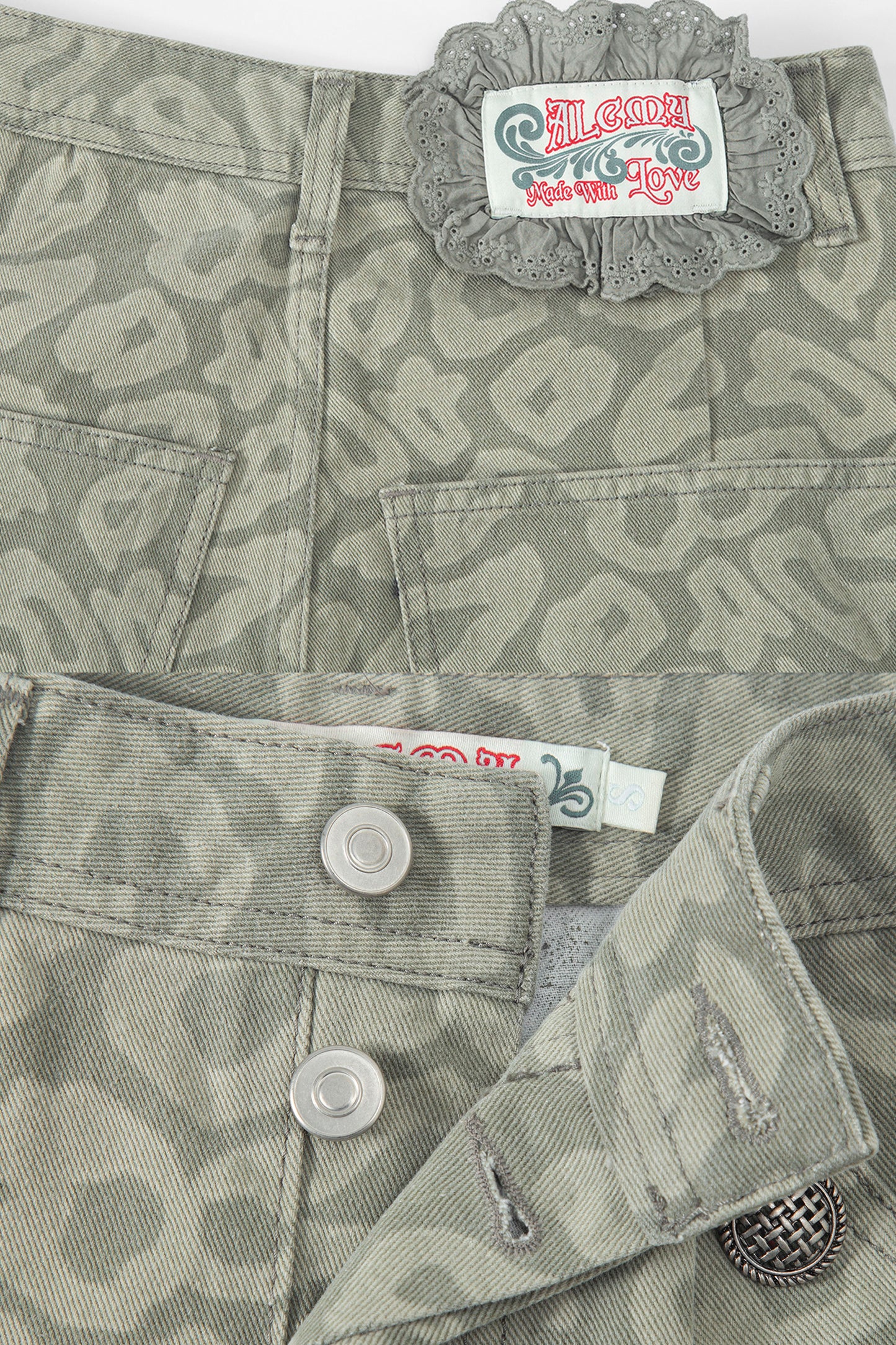 So Many Buttons Leopard Pants (Khaki)
