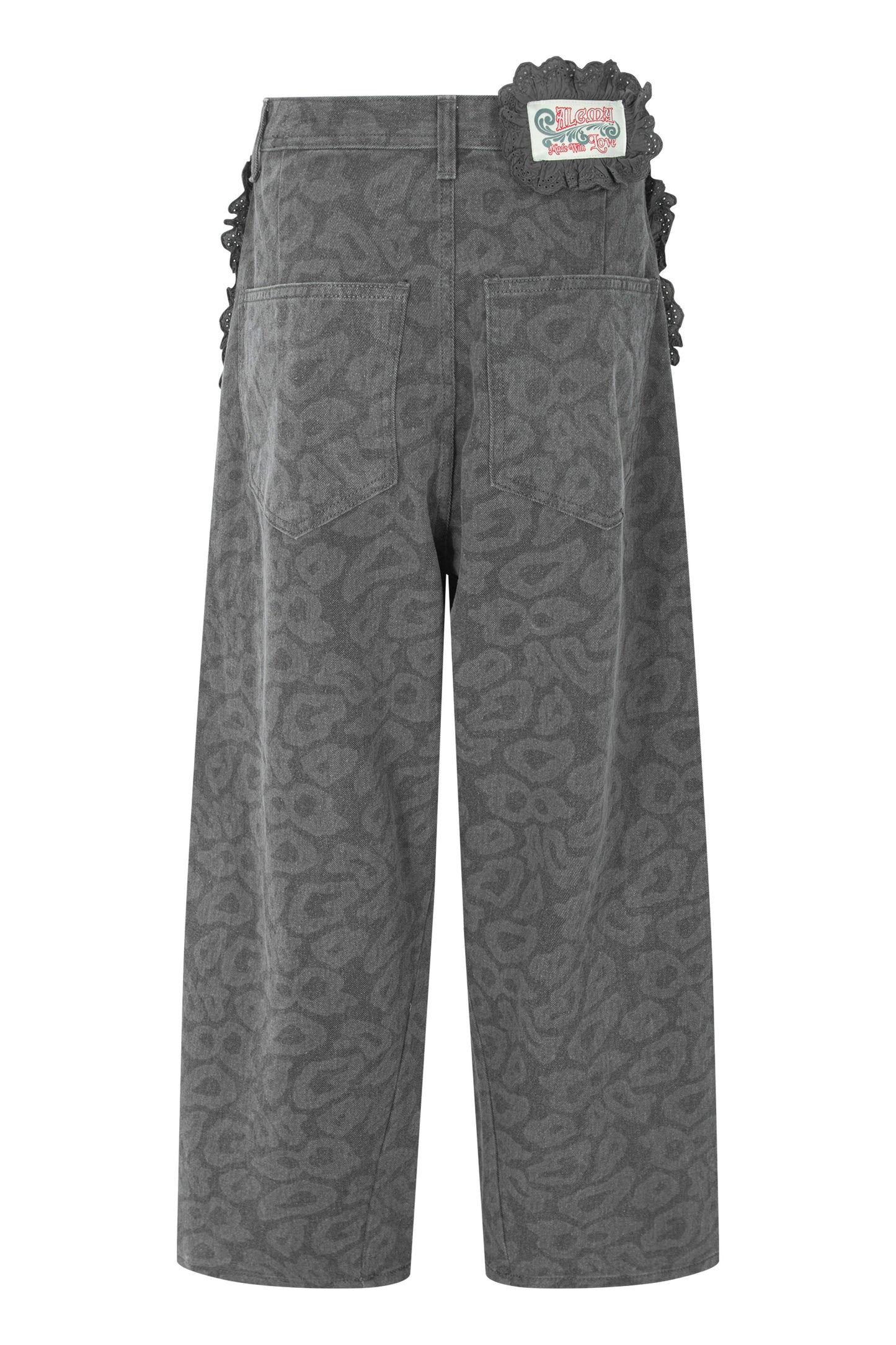 So Many Buttons Leopard Pants (Charcoal)