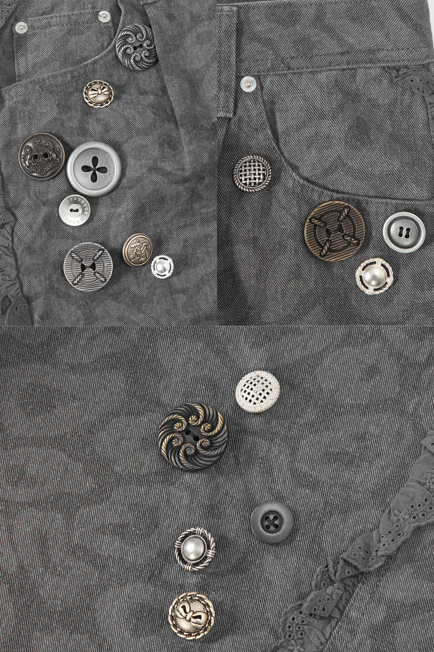 So Many Buttons Leopard Pants (Charcoal)