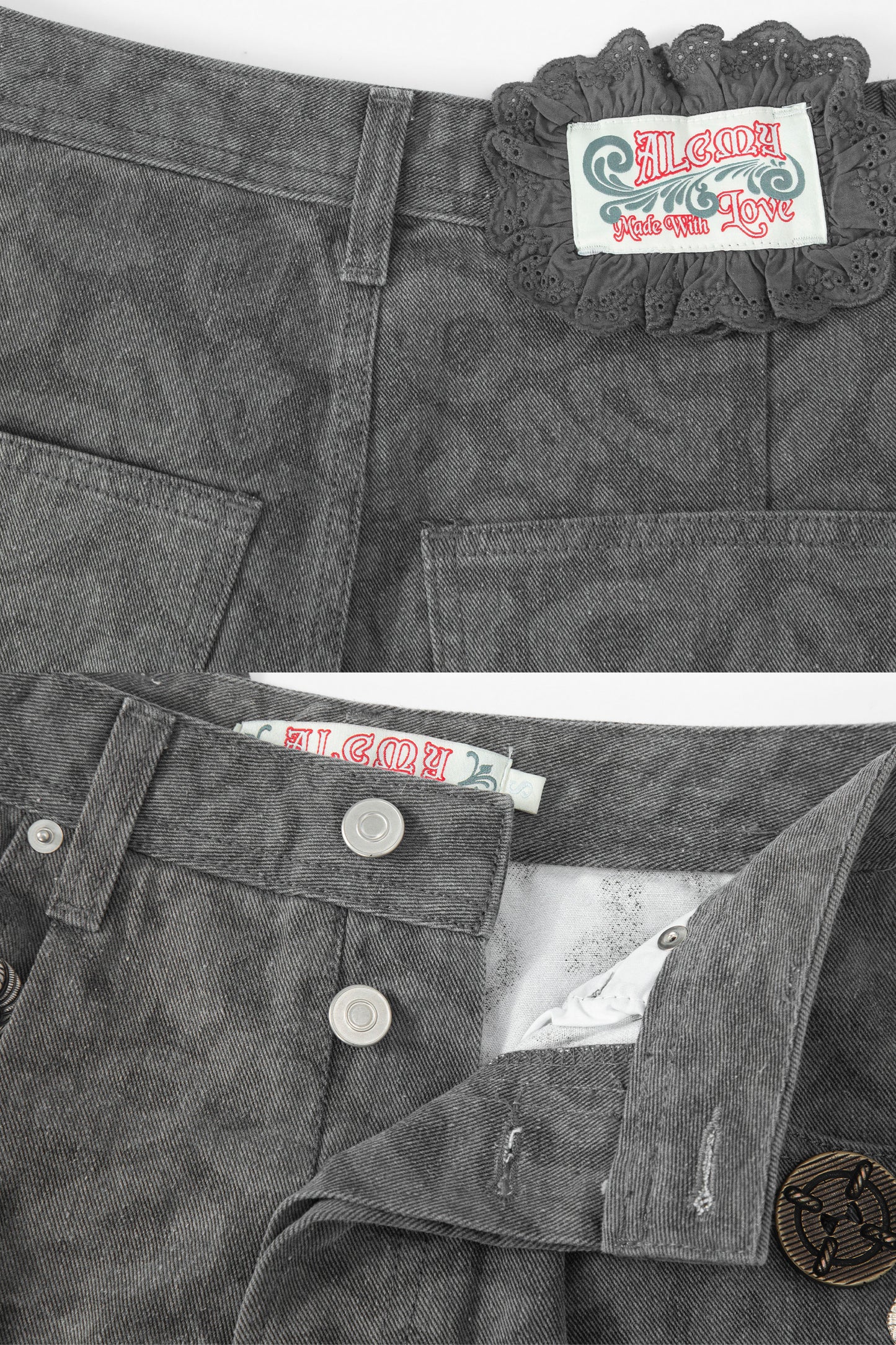 So Many Buttons Leopard Pants (Charcoal)