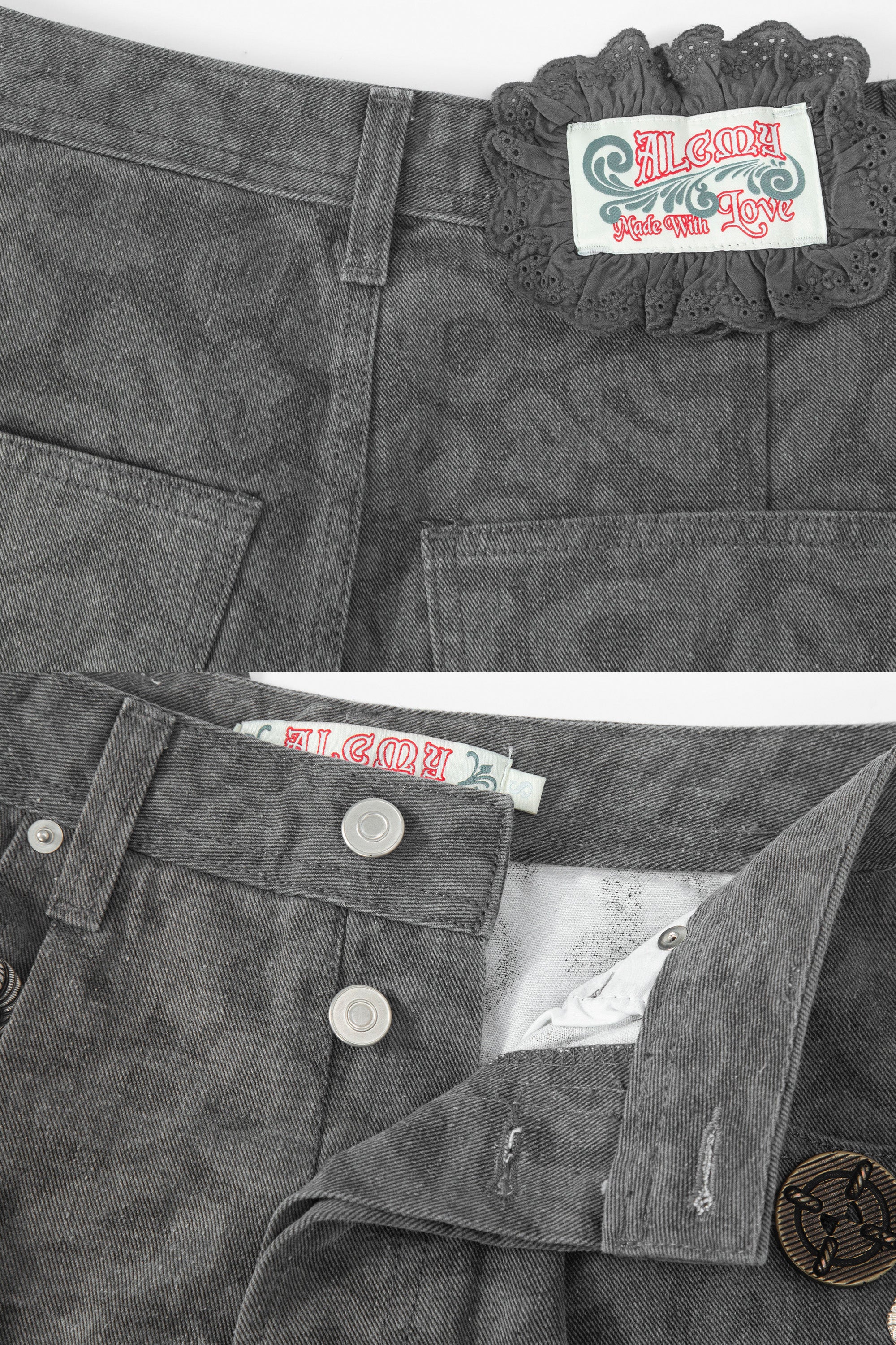 So many buttons leopard pants charcoal