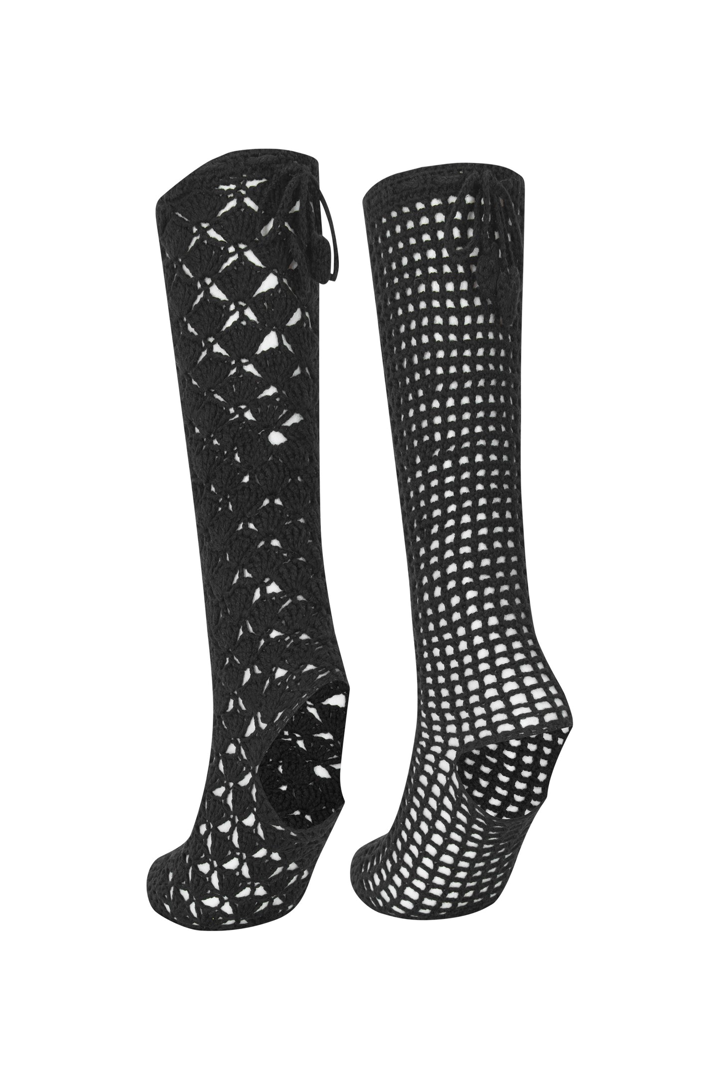 [Ordermade] Crochet Airy Cotton Knee Socks (Black)