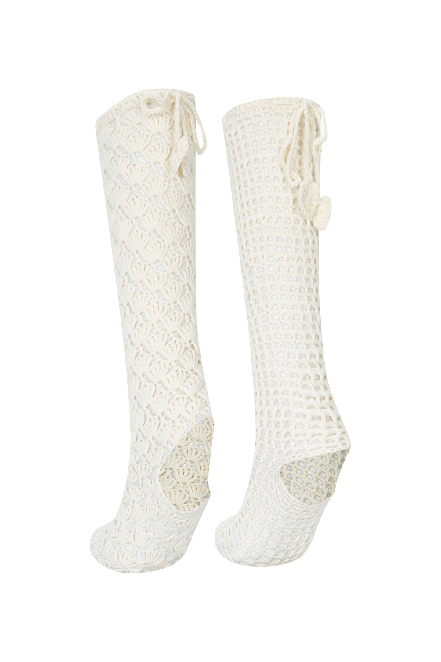 [Ordermade] Crochet Airy Cotton Knee Socks (Cream)