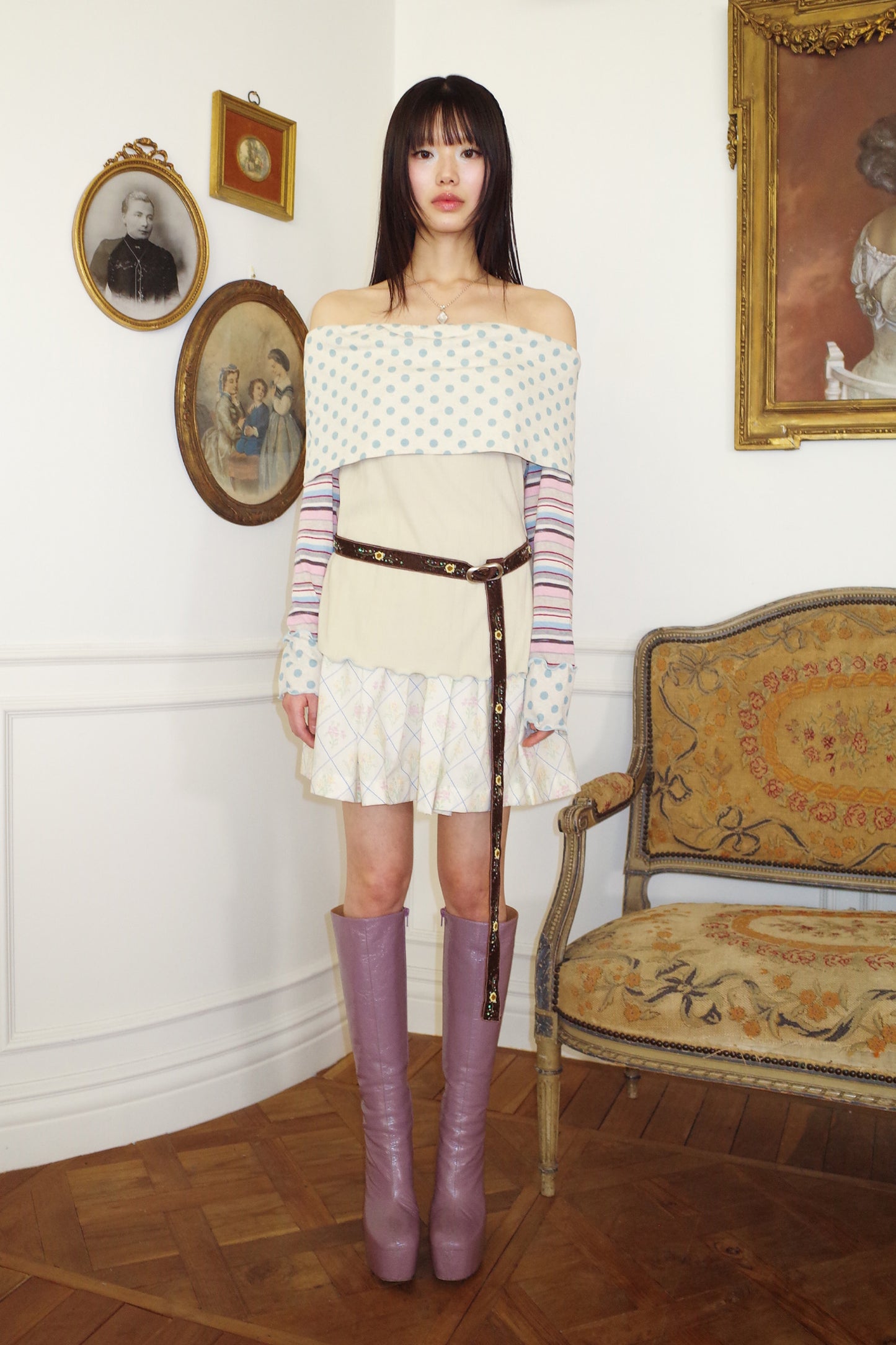 Pleats Full Midi Skirt (Flower)