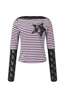 Collaged Stripe Star Top (Black)