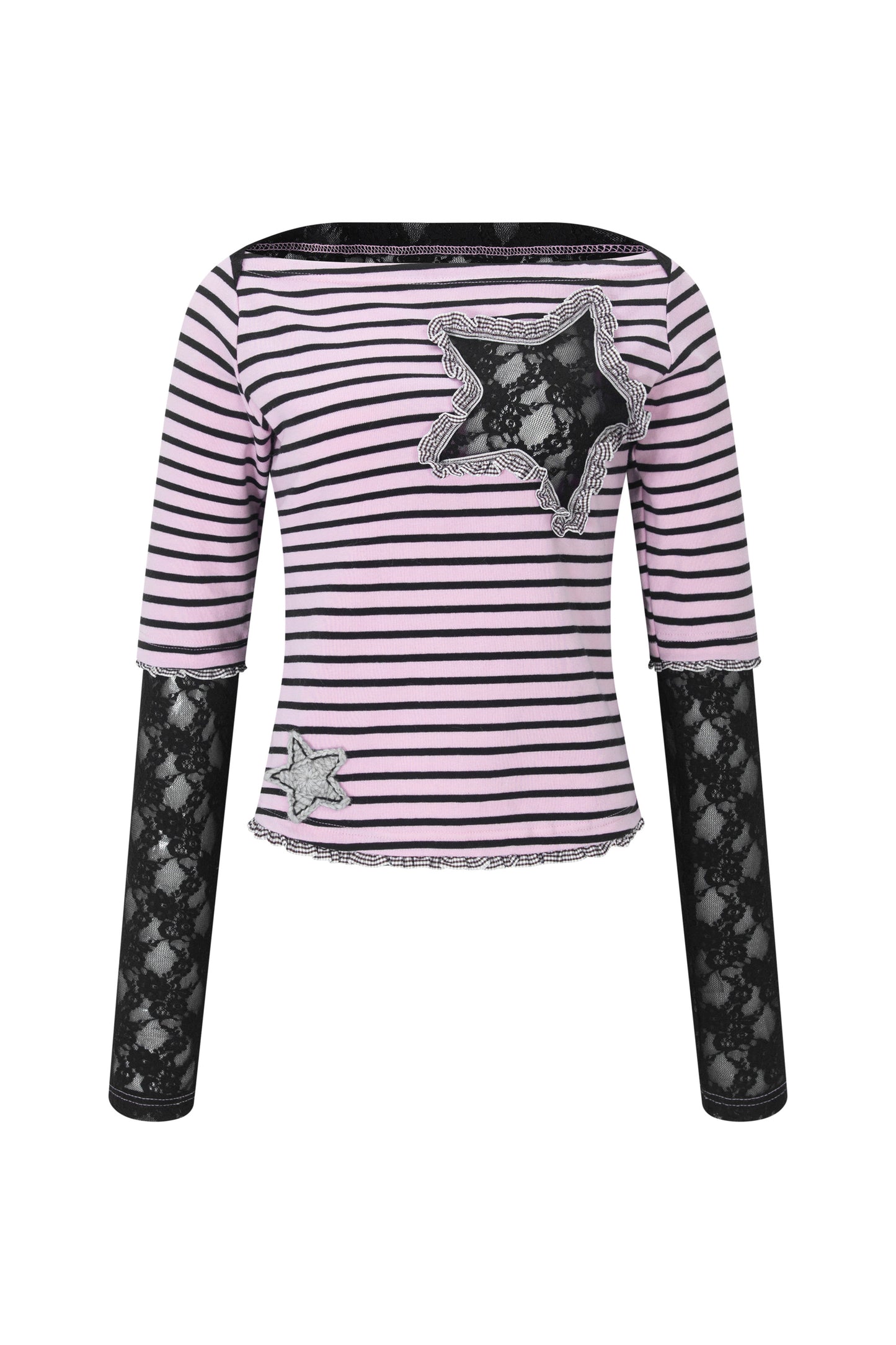 Collaged Stripe Star Top (Black)