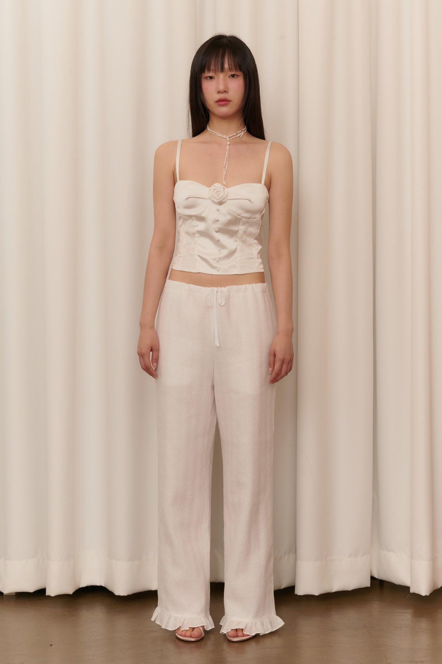 Silky Rose Corset Bustier (White)