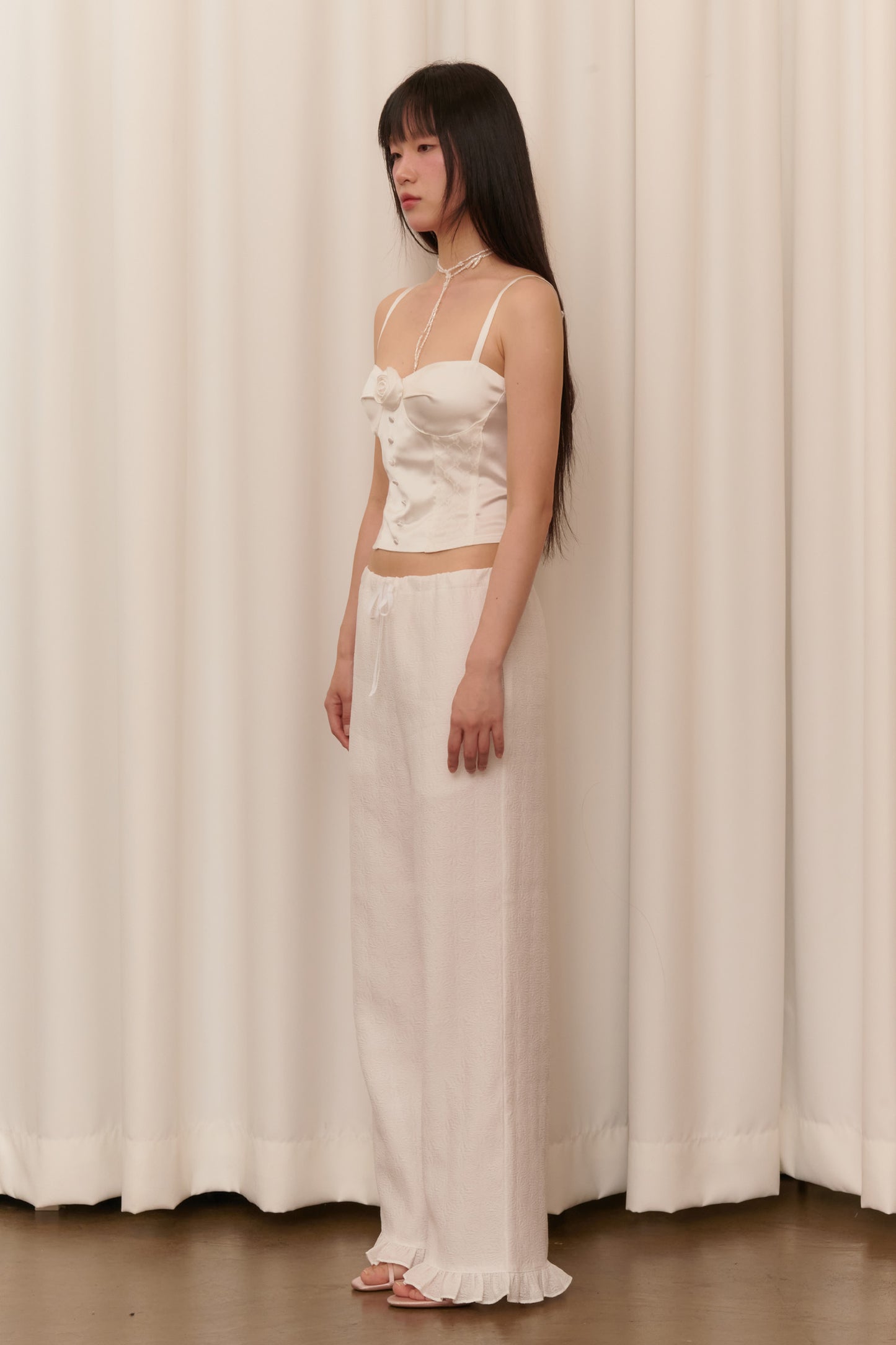 Silky Rose Corset Bustier (White)