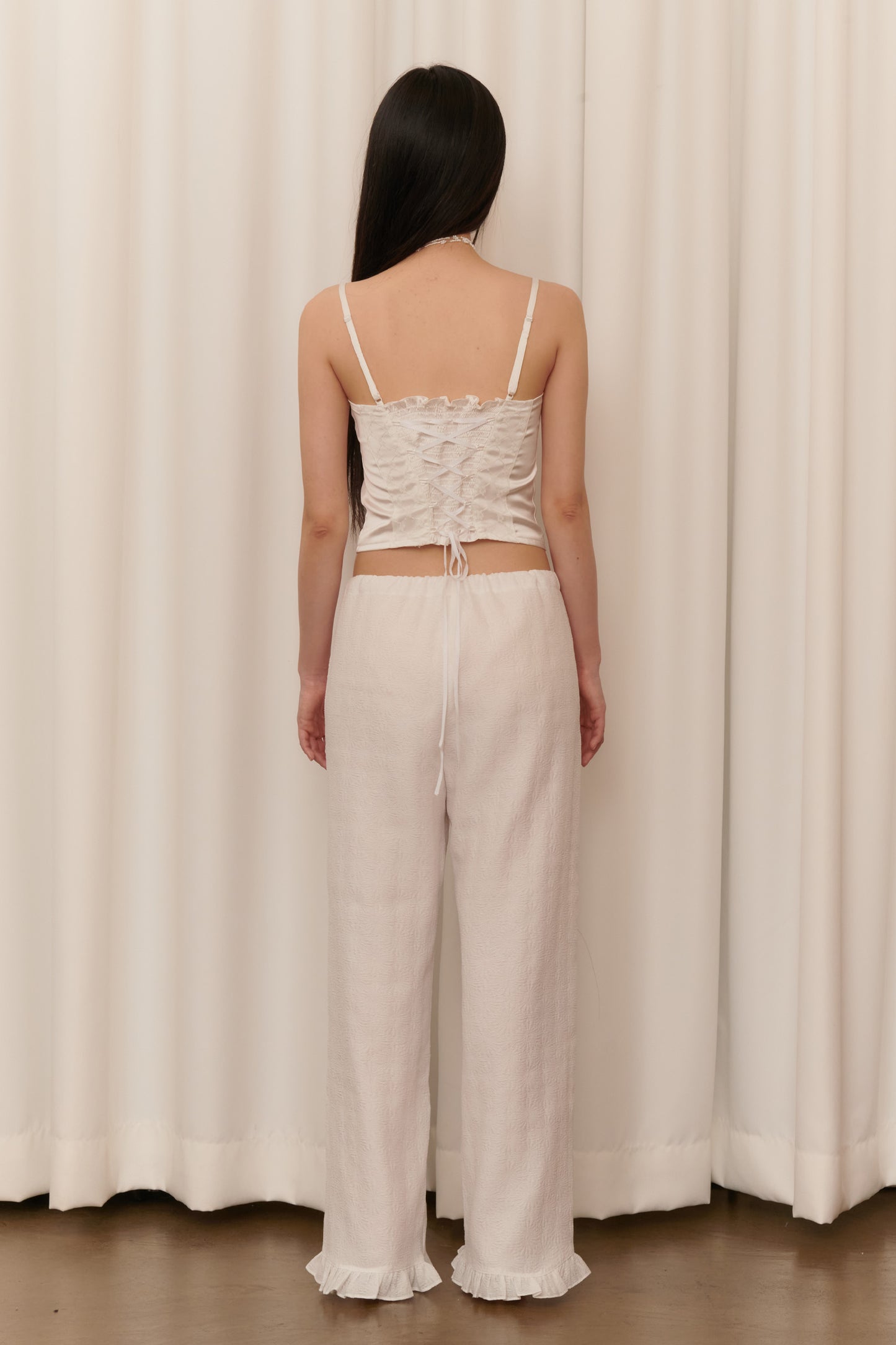 Silky Rose Corset Bustier (White)