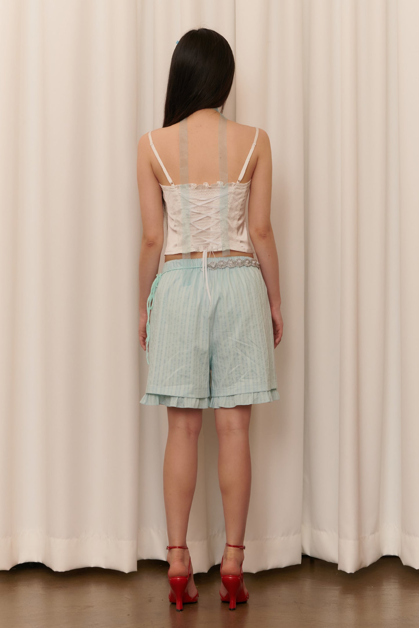 Silky Rose Corset Bustier (White)