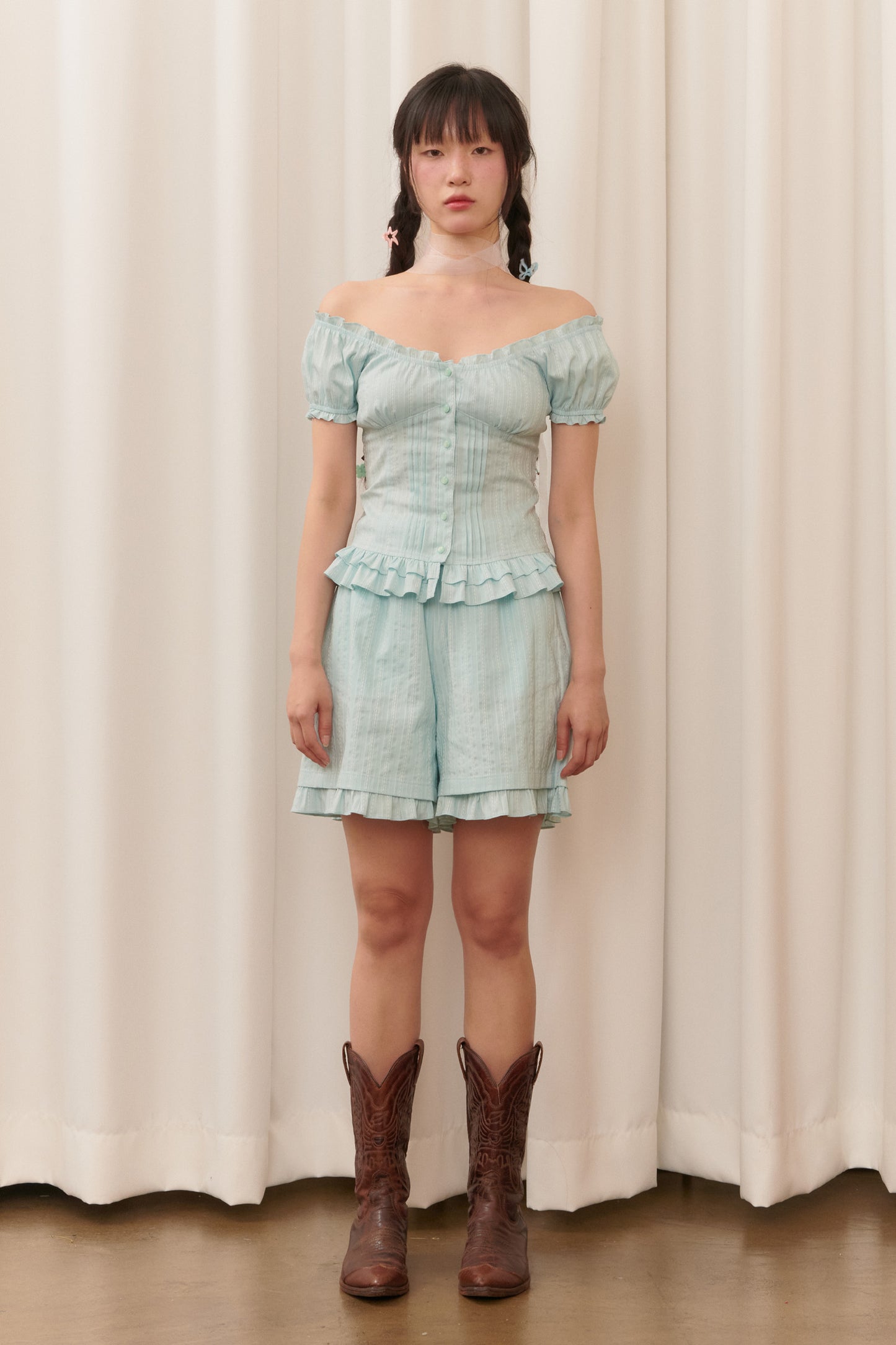 Baby Doll Corset Blouse (Mint)