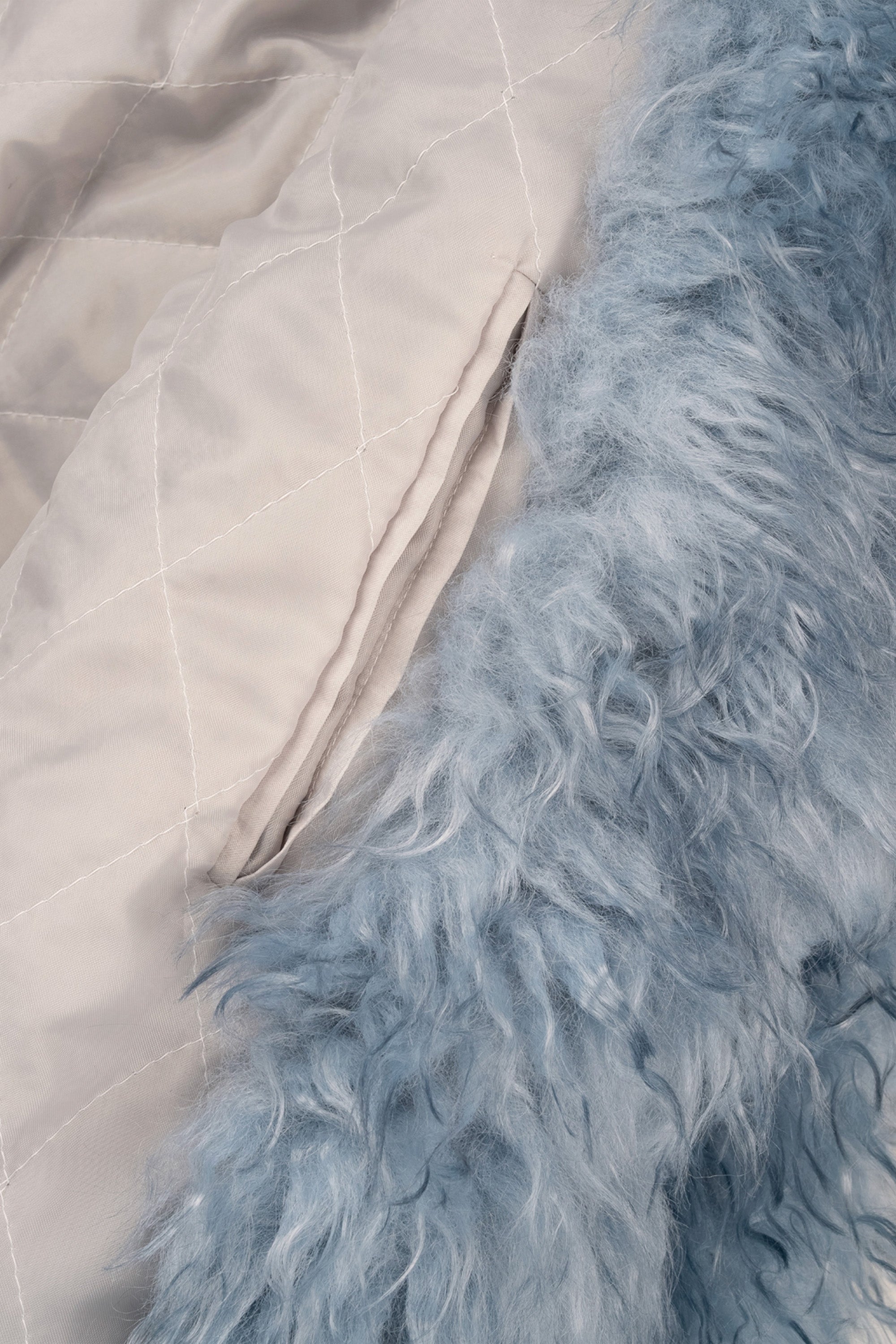 Fluffy furry fur jacket blue
